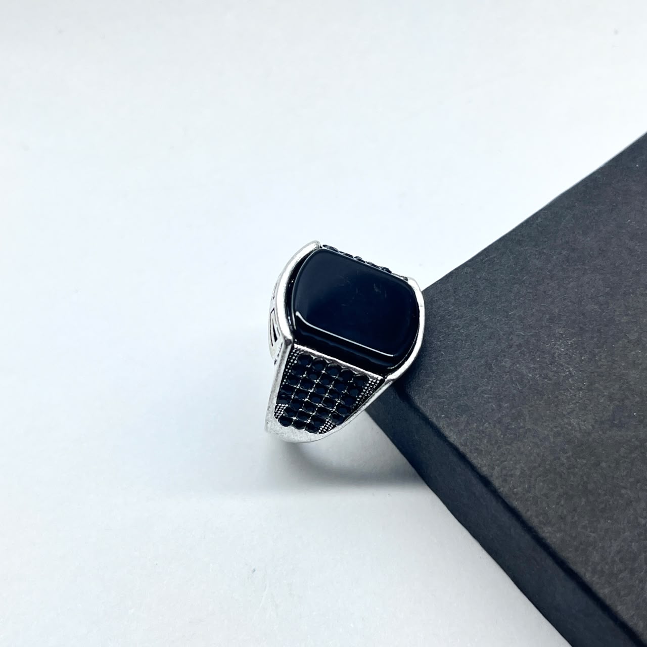 Onyx Black Stone Ring For Boys With Premium Ring Box