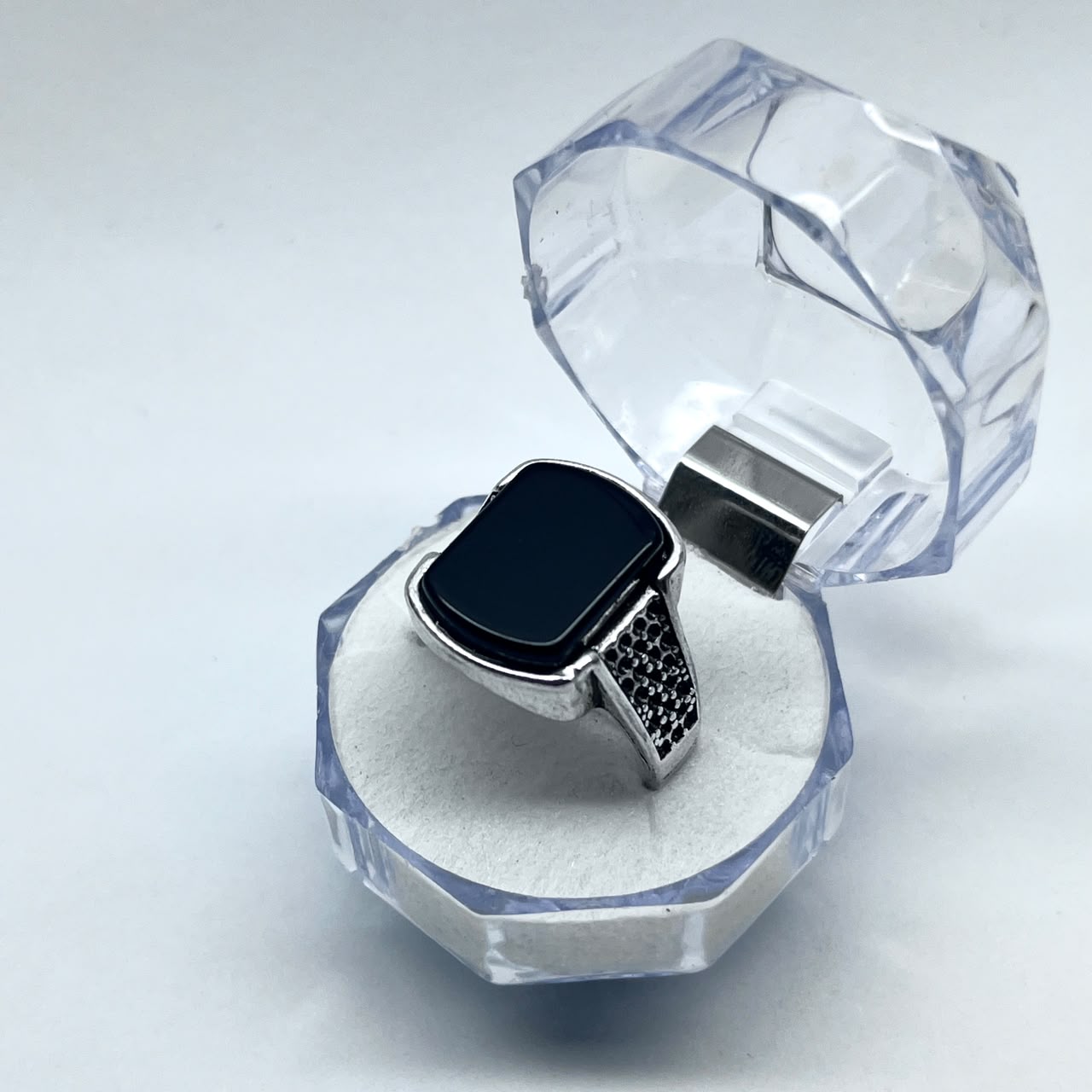 Turkish Big Black Stone Ring For Boys With Premium Ring Box