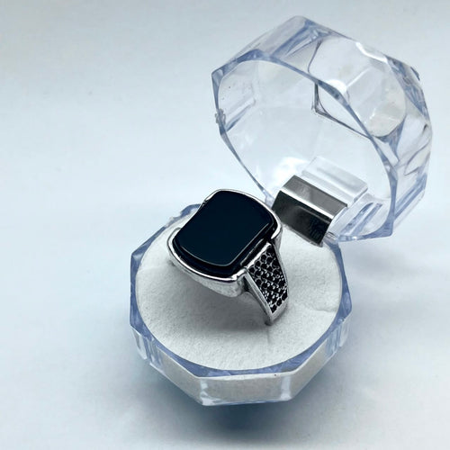 Turkish Big Black Stone Ring For Boys With Premium Ring Box