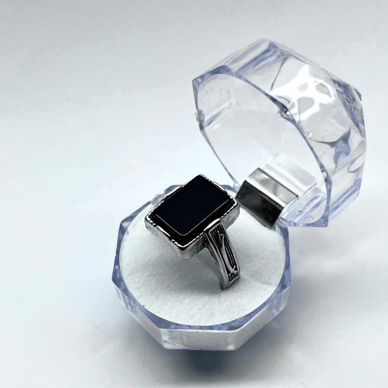Zulfiqar Black Stone Ring For Boys With Premium Ring Box