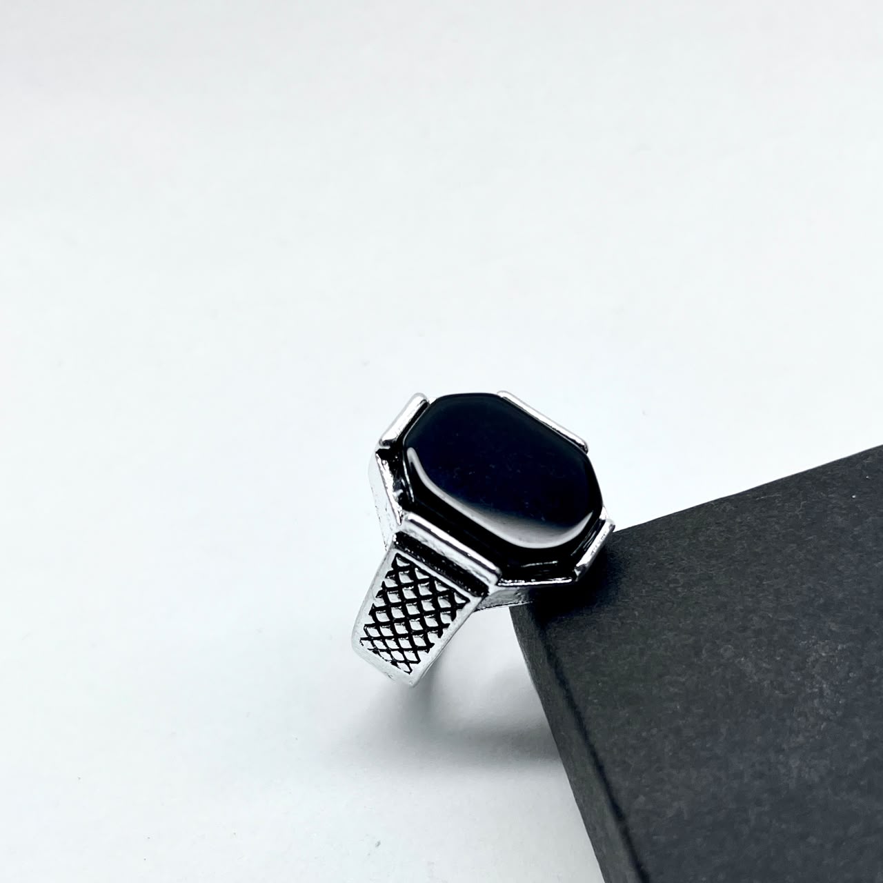 Turkish Big Black Stone Ring For Boys With Premium Ring Box | Perfect For Gift