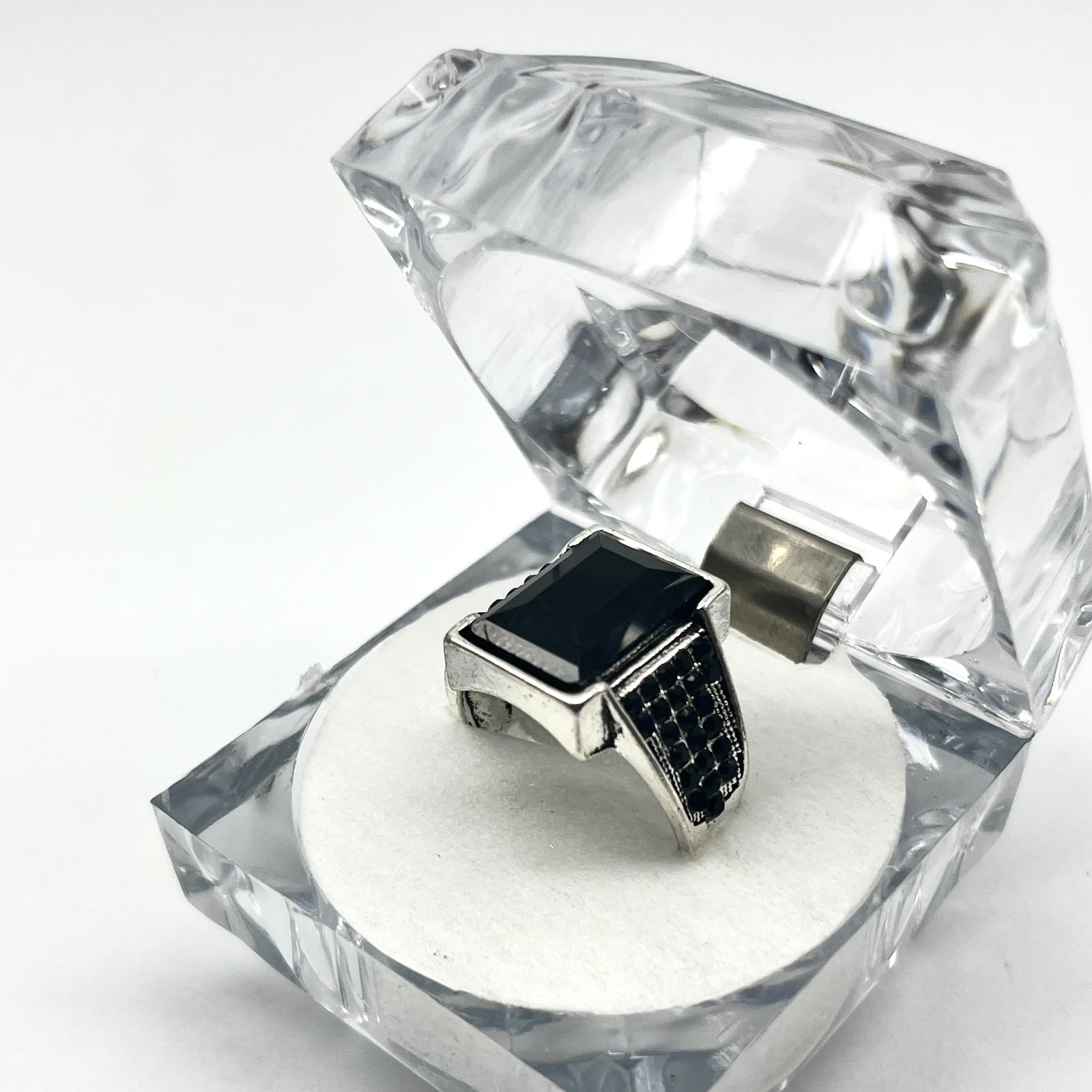 Black Gemstone Silver Signet Ring With Premium Ring Box | Perfect For Gift