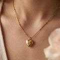 Crystal Starburst Engraved Heart Locket with Beaded Satellite Chain (Non-Tarnish & Waterproof)