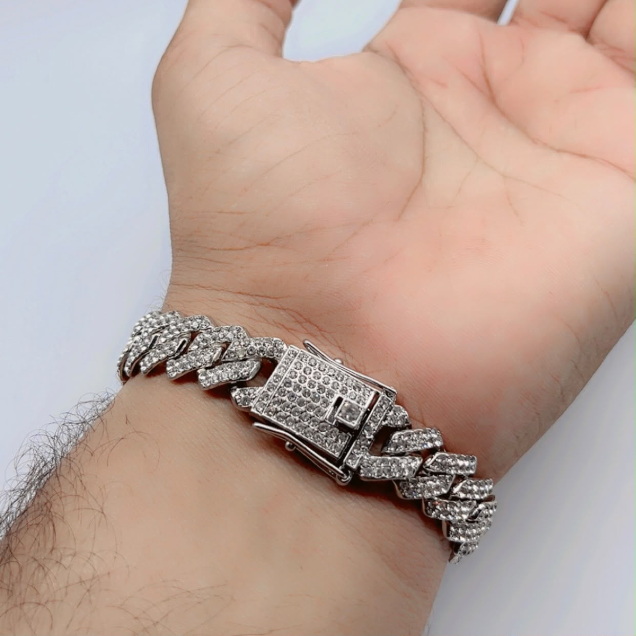 Iced Out Cuban Link Chain Bracelet for Men & Boys