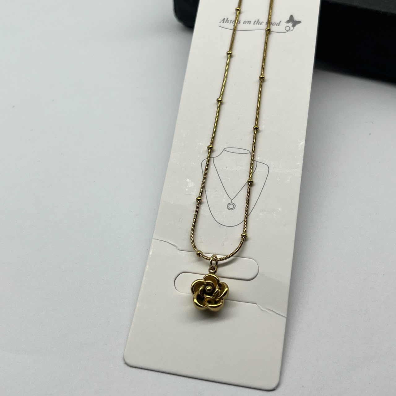 Stainless Steel Rose Blossom Pendant Necklace