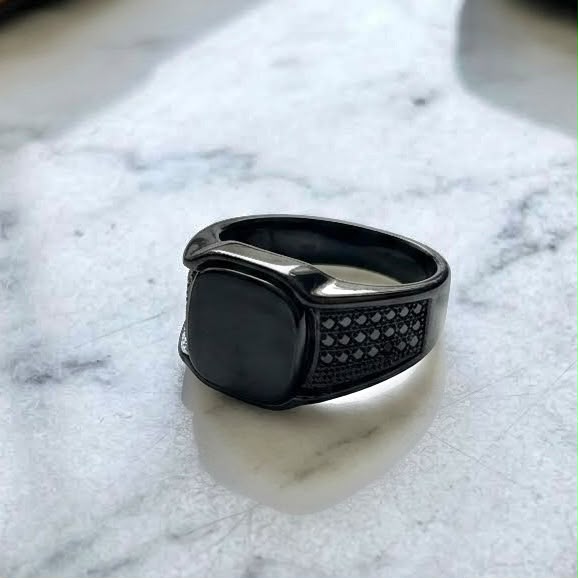Italian O.n.y.x Black Stone Ring For Boys With Color Warentee | Perfect For Gift | Stylish Ring For Boys