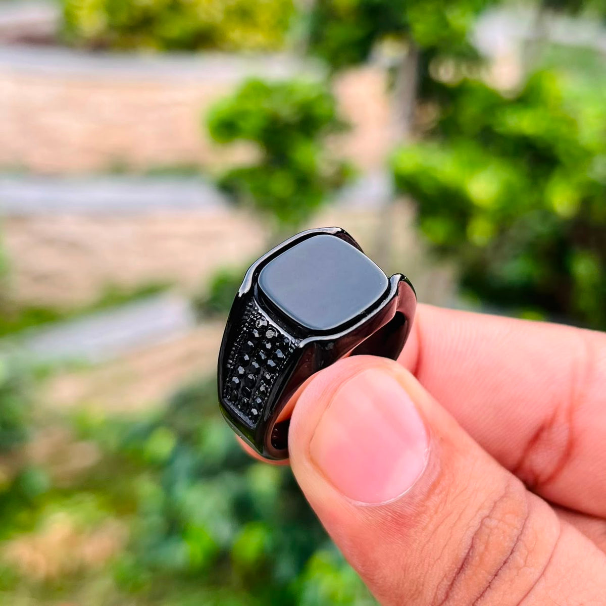 Italian O.n.y.x Black Stone Ring For Boys With Color Warentee | Perfect For Gift | Stylish Ring For Boys