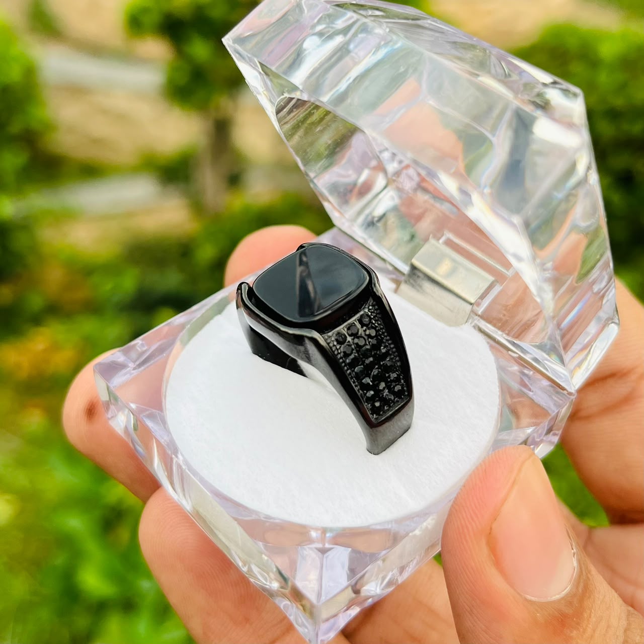 Italian O.n.y.x Black Stone Ring For Boys With Color Warentee | Perfect For Gift | Stylish Ring For Boys