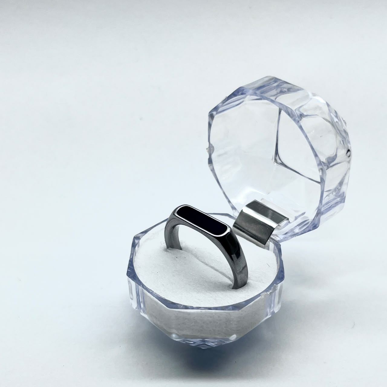 Stainless Steel Silver Black Stone Ring For Boys With Premium Ring Box | Perfect For Gift