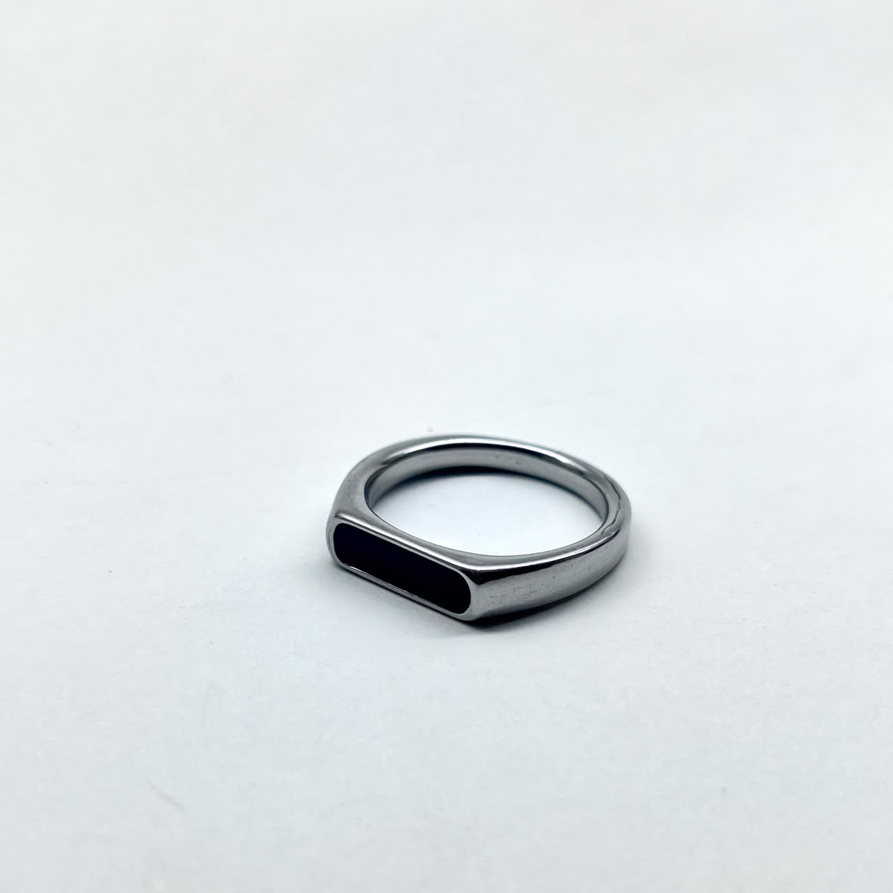 Stainless Steel Silver Black Stone Ring For Boys With Premium Ring Box | Perfect For Gift