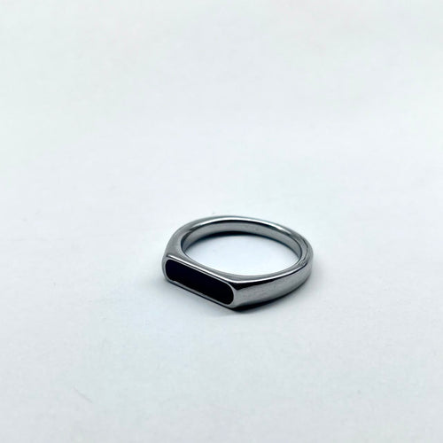 Stainless Steel Silver Black Stone Ring For Boys With Premium Ring Box | Perfect For Gift