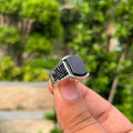 Onyx Black Stone Ring For Boys With Premium Ring Box
