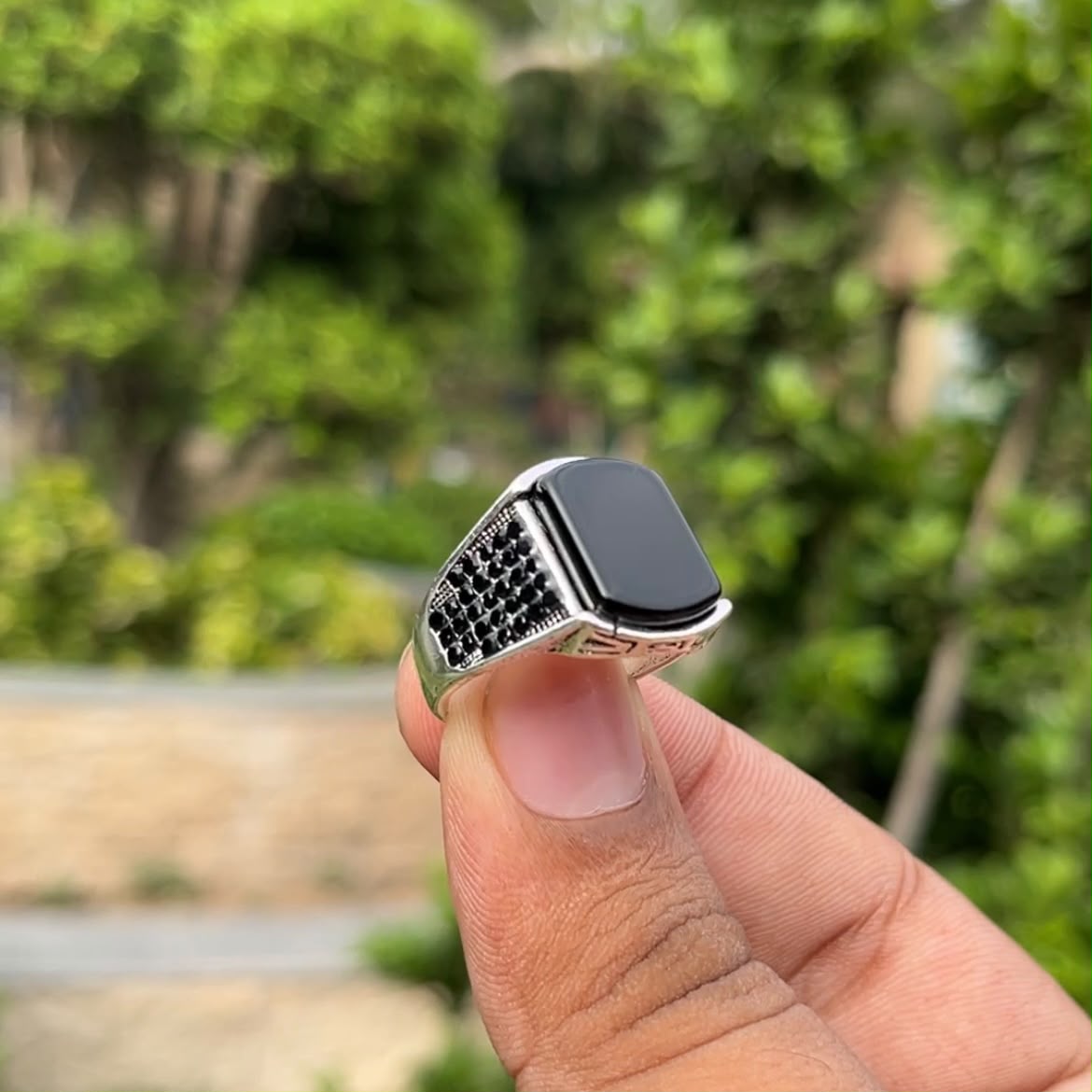 Onyx Black Stone Ring For Boys With Premium Ring Box