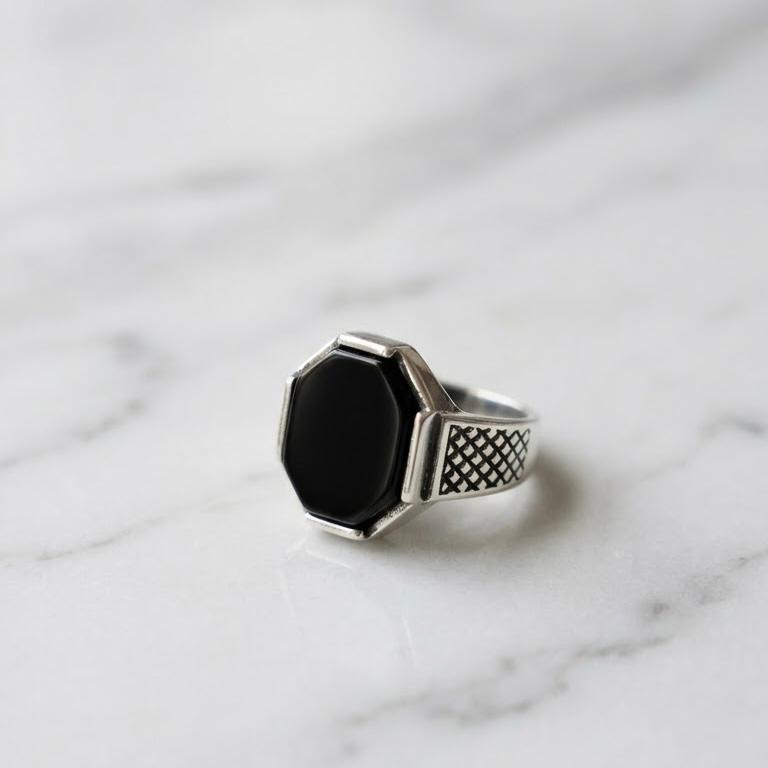 Turkish Big Black Stone Ring For Boys With Premium Ring Box | Perfect For Gift